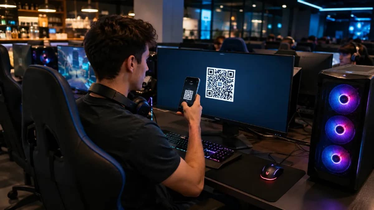 Customer scanning a QR code to pay for gaming time