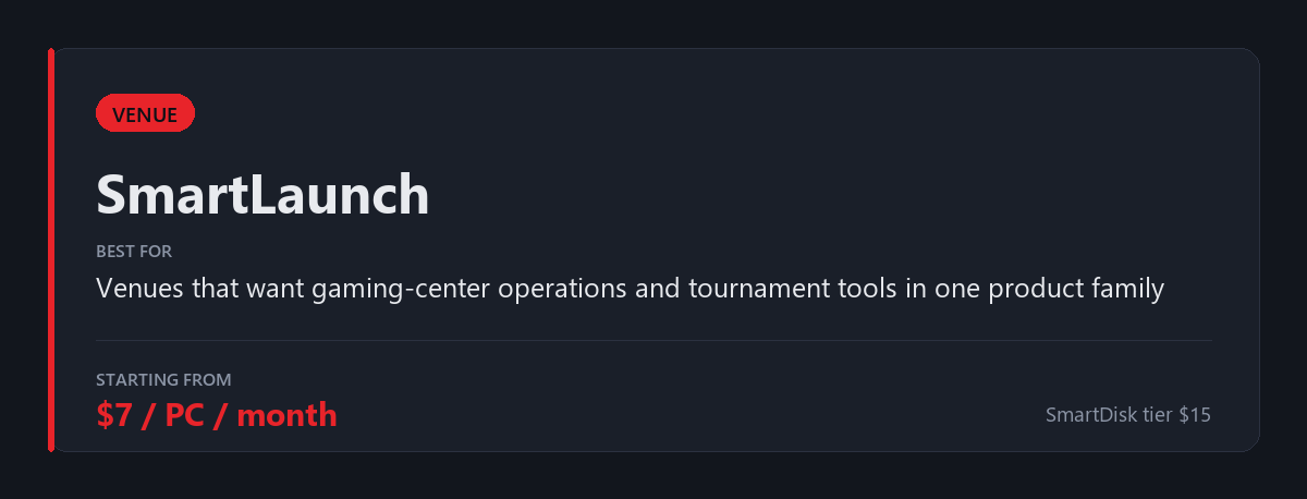 SmartLaunch: venue management software with built-in tournament tools, from $7 per PC per month